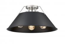  3306-3FM PW-BLK - Orwell PW 3 Light Flush Mount in Pewter with Matte Black shade